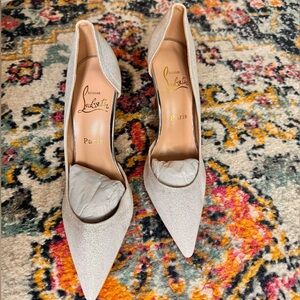 Silver Sparkle Red Bottom Pumps